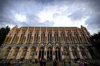 Suzzallo library, under the clouds.