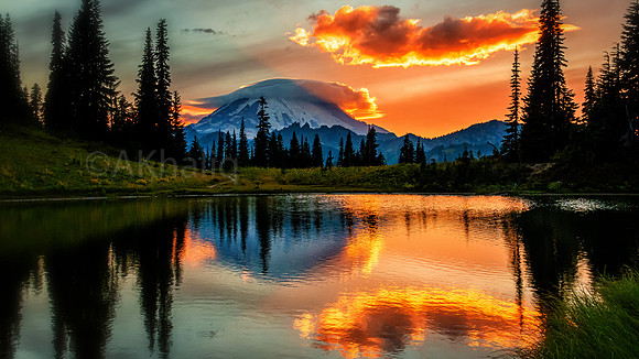 Rainier on fire