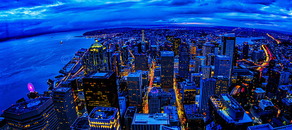 Sattle blue hours, from a window at 73rd floor.  7