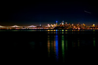 San Francisco, lights and bay bridge.